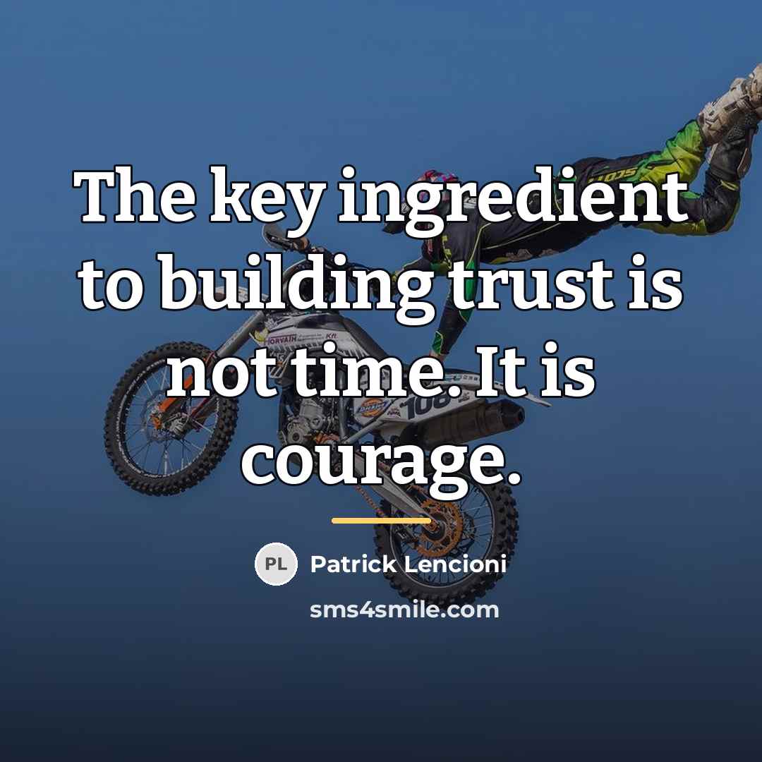 “The key ingredient to building trust is not time. It…” quote by Patrick Lencioni