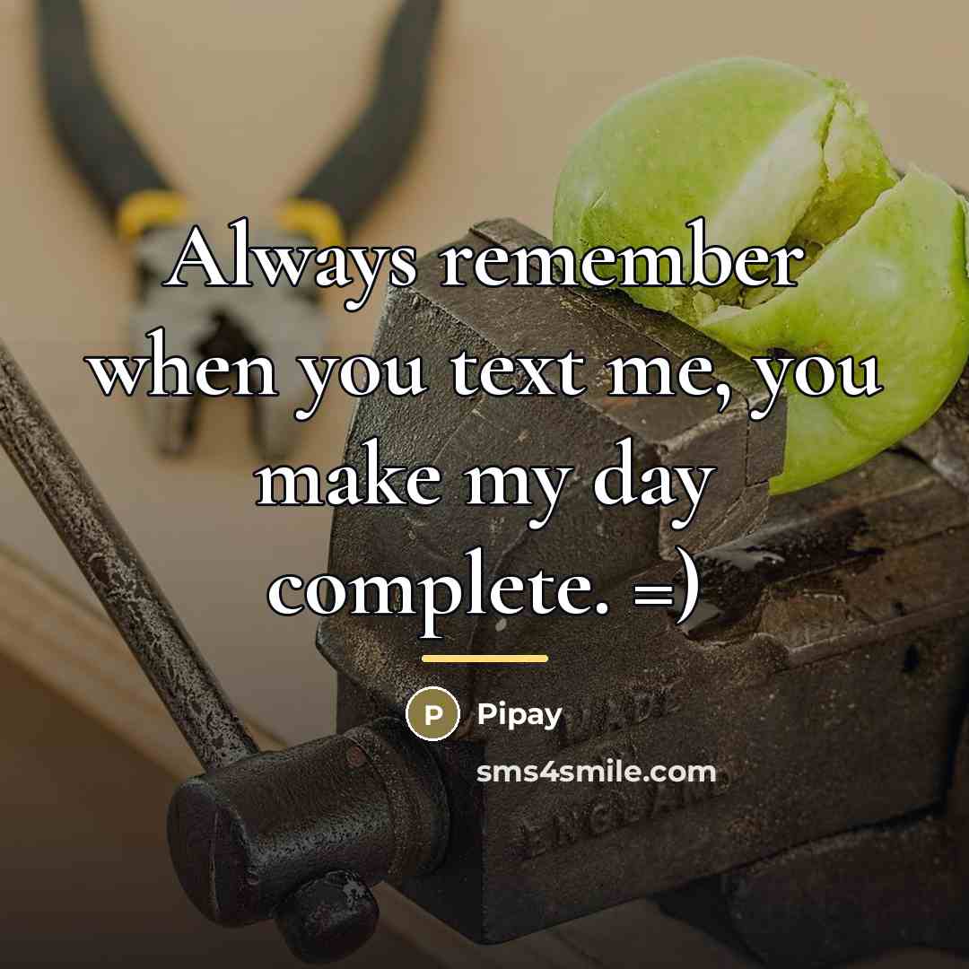 “Always remember when you text me, you make my day…” quote by Pipay