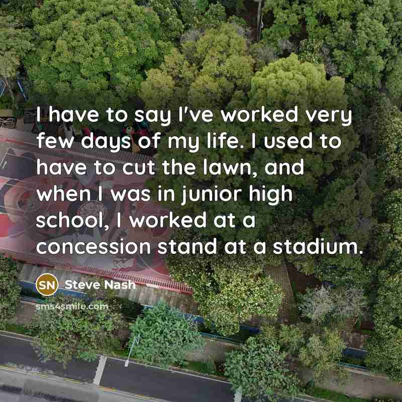 “I have to say I've worked very few days of…” quote by Steve Nash