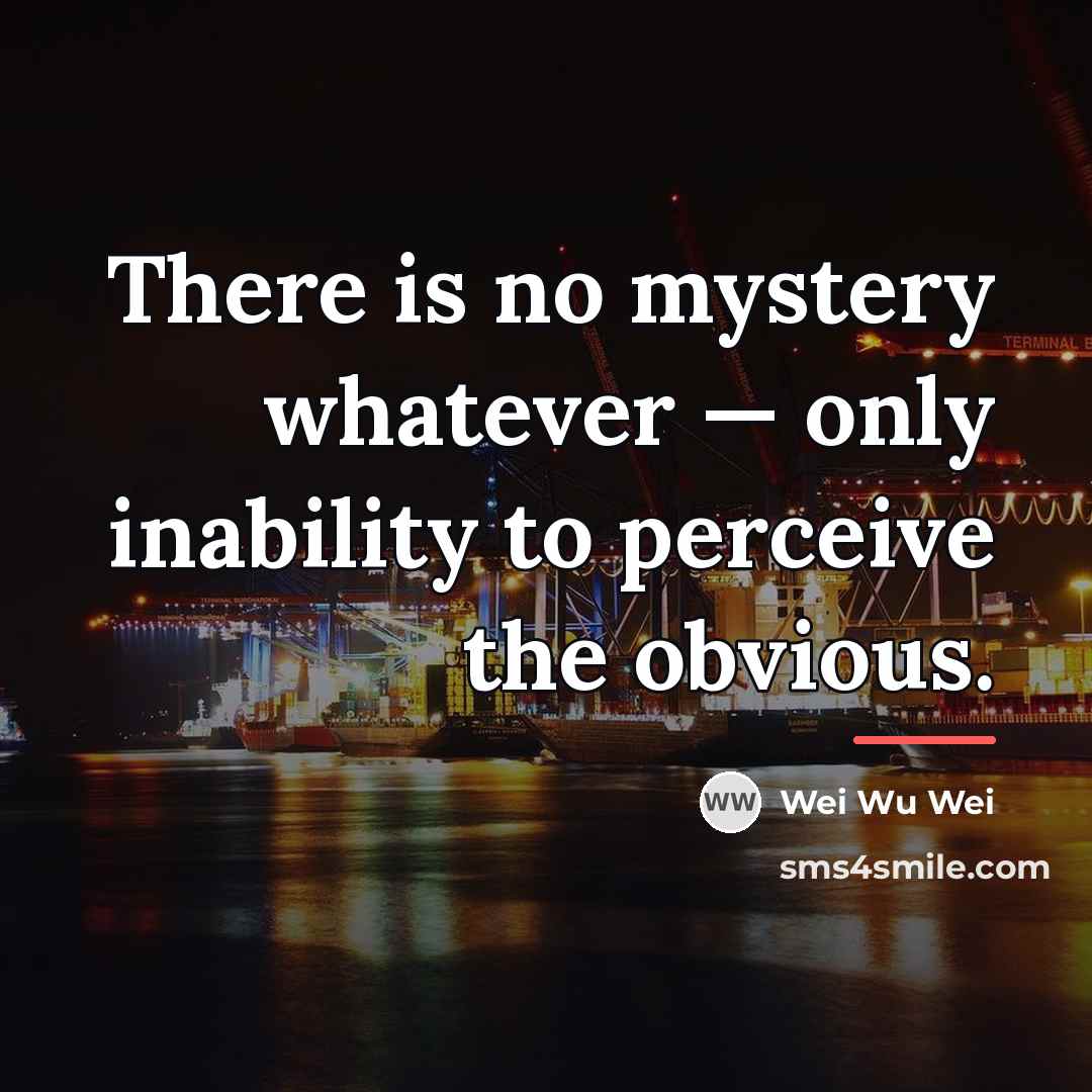 “There is no mystery whatever — only inability to perceive…” quote by Wei Wu Wei