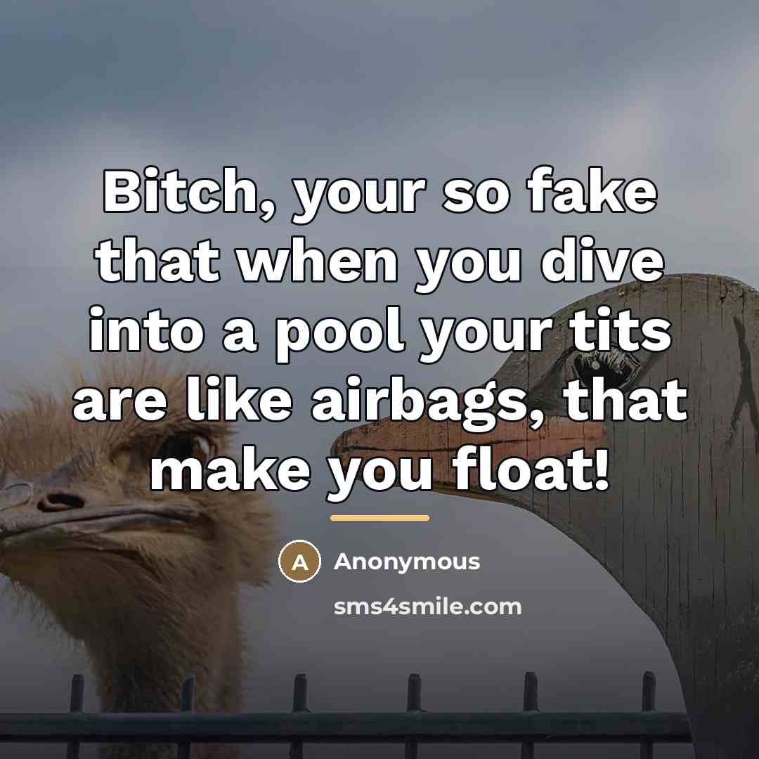 “Bitch, your so fake that when you dive into a…” quote by Anonymous