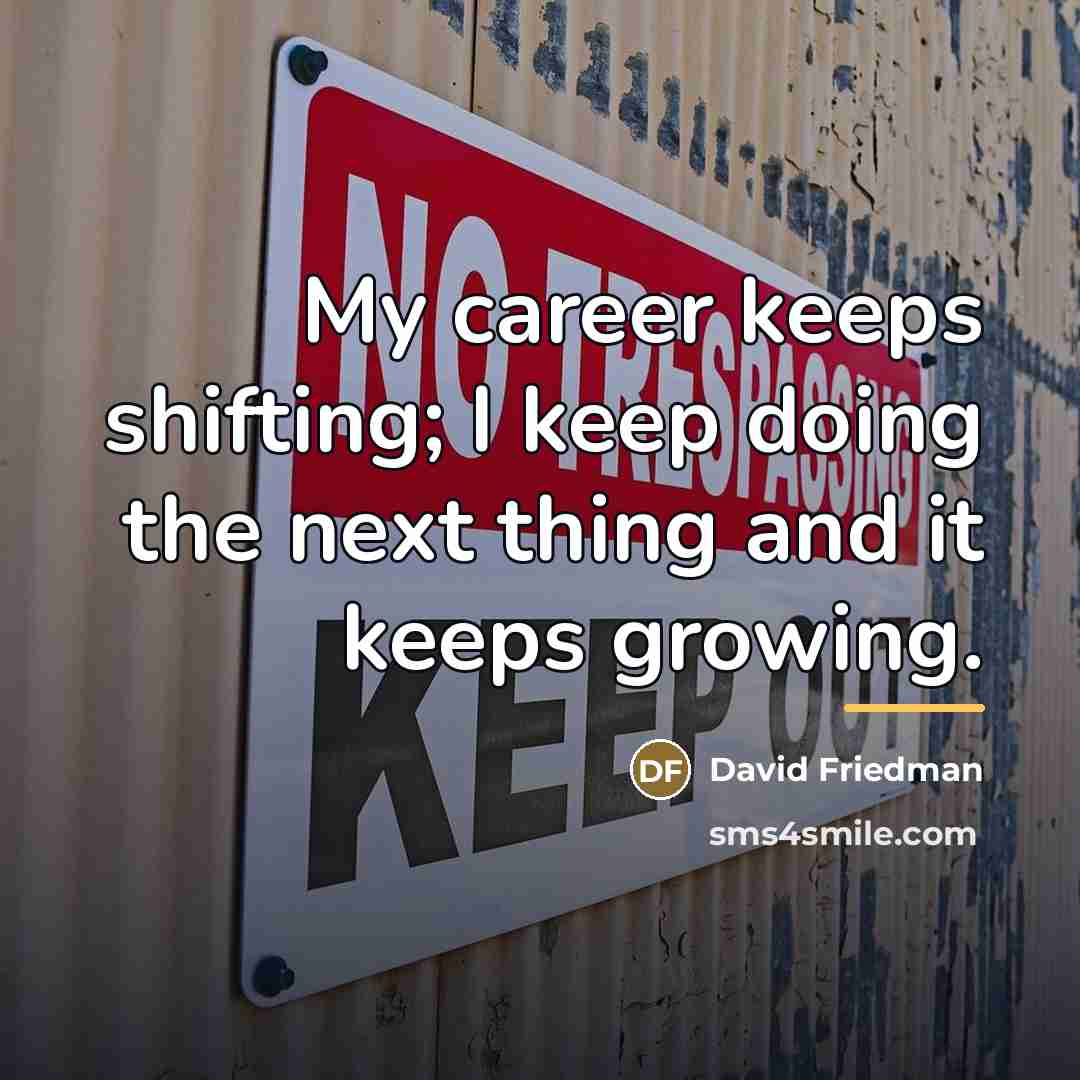 “My career keeps shifting; I keep doing the next thing…” quote by David Friedman