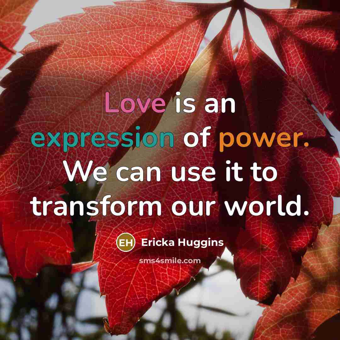 “Love is an expression of power. We can use it to transform our world.” quote by Ericka Huggins