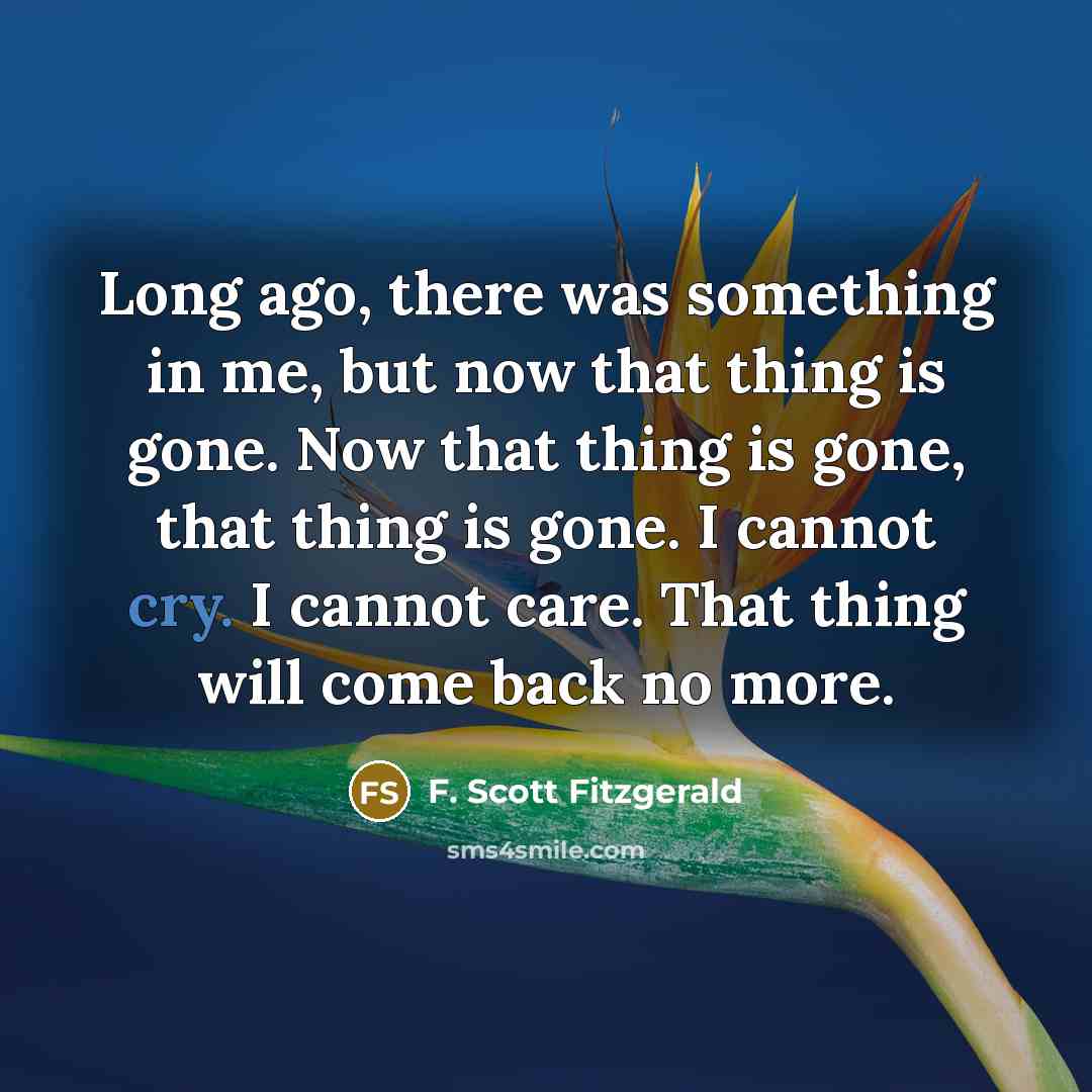 “Long ago, there was something in me, but now that…” quote by F. Scott Fitzgerald