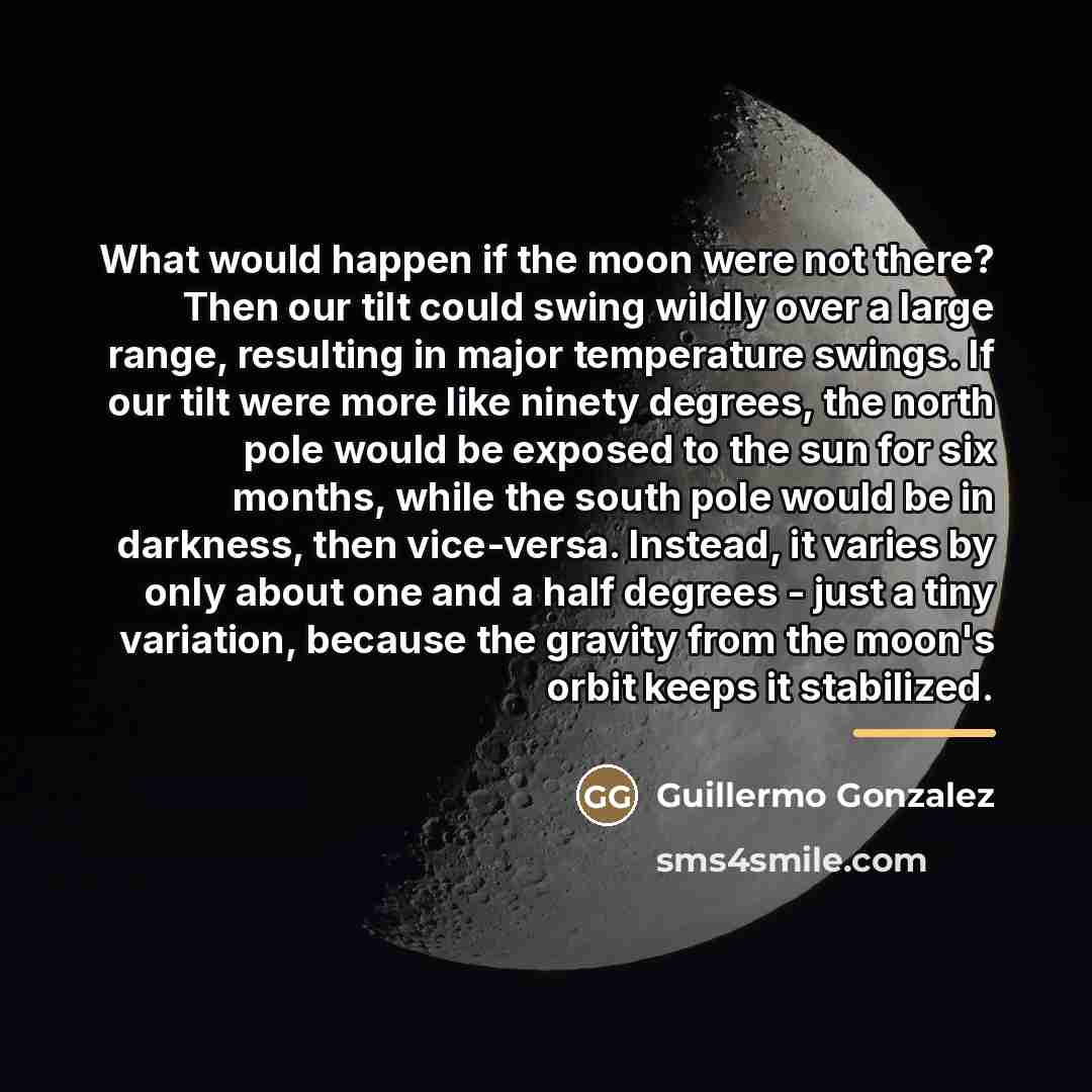 “What would happen if the moon were not there? Then…” quote by Guillermo Gonzalez