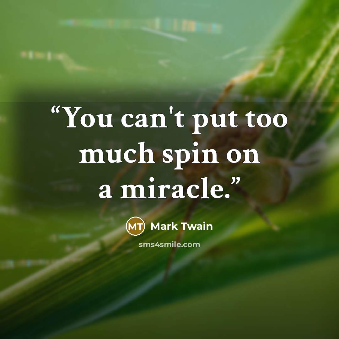 “You can't put too much spin on a miracle.” quote by Mark Twain