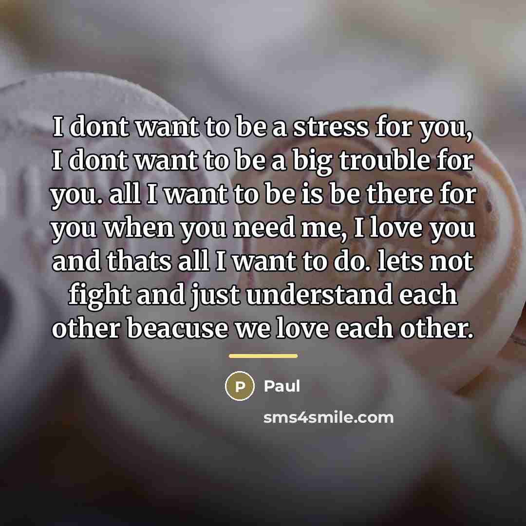 “I dont want to be a stress for you, I…” quote by Paul
