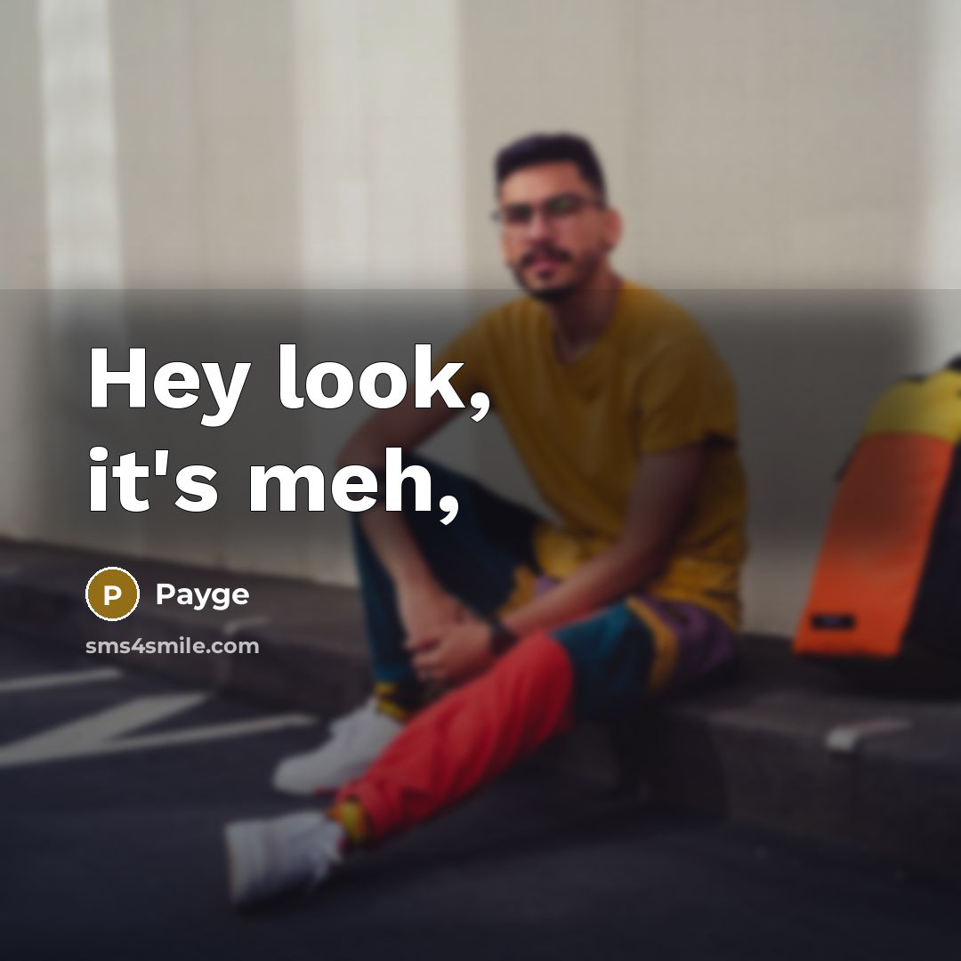 “Hey look, it's meh,…” quote by Payge