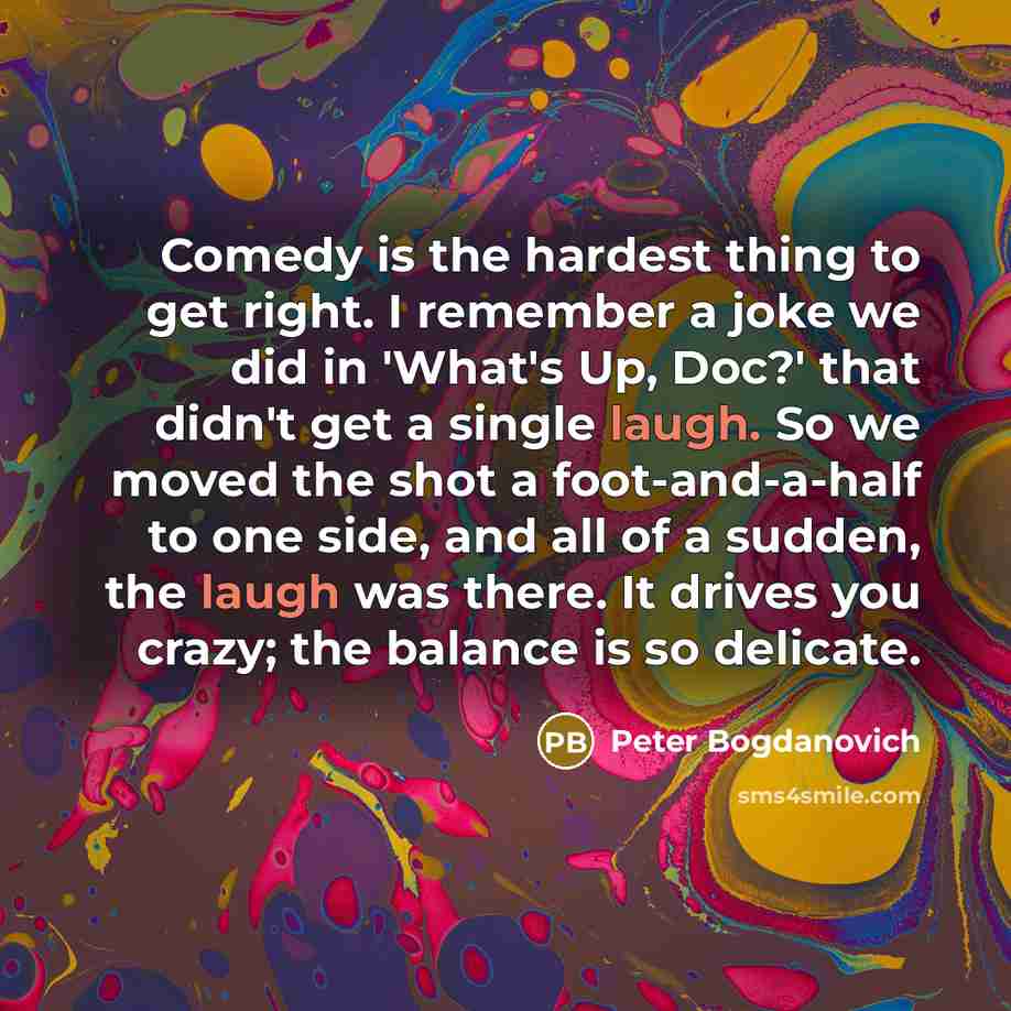 “Comedy is the hardest thing to get right. I remember…” quote by Peter Bogdanovich
