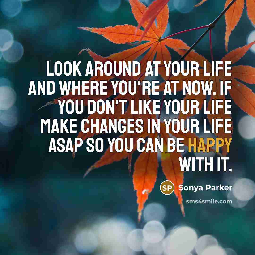 “Look around at your life and where you're at now.…” quote by Sonya Parker
