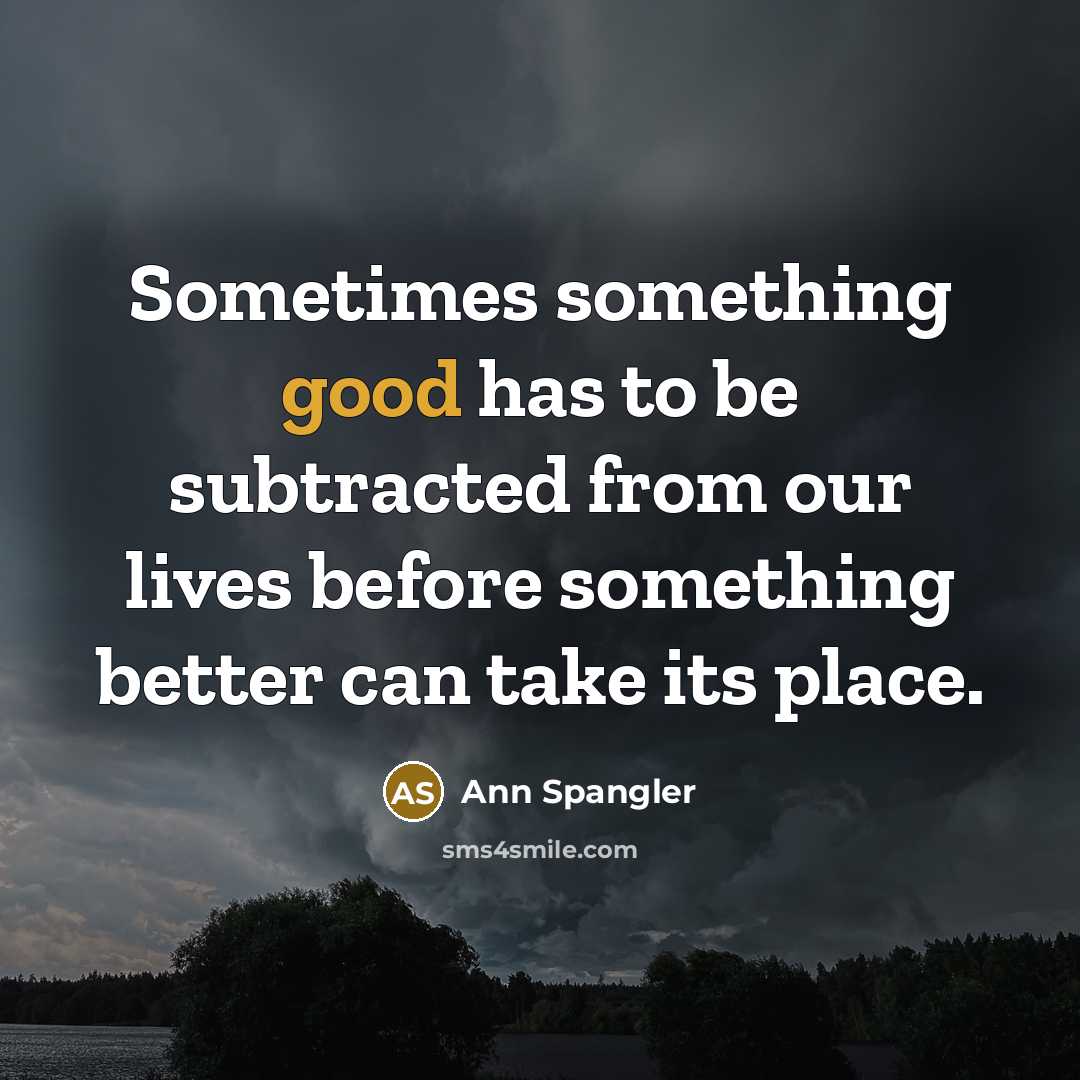 “Sometimes something good has to be subtracted from our lives…” quote by Ann Spangler