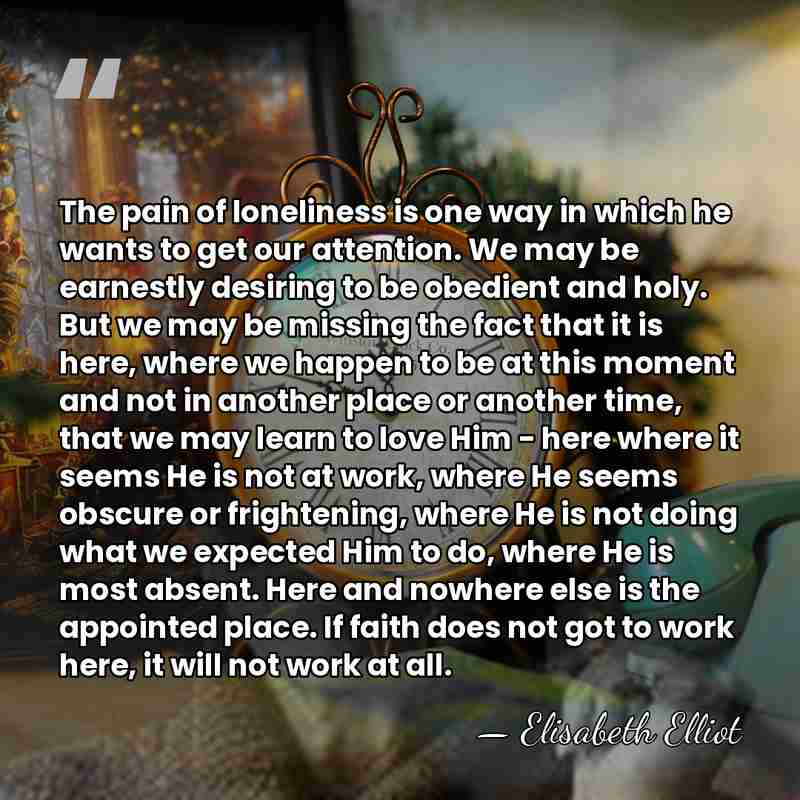 The pain of loneliness is one way in which he wants to&hellip; - Elisabeth Elliot