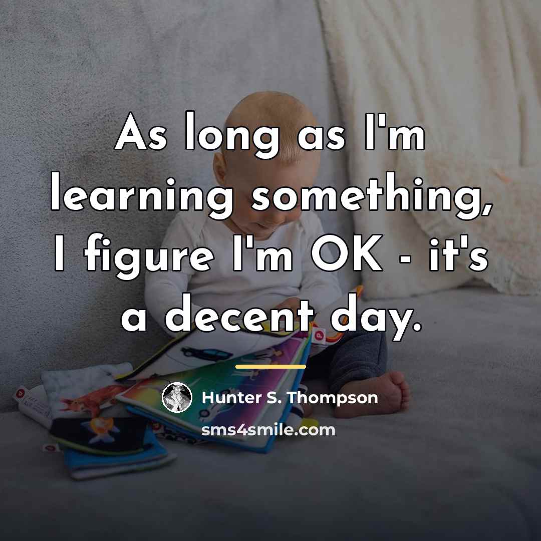 “As long as I'm learning something, I figure I'm OK…” quote by Hunter S. Thompson
