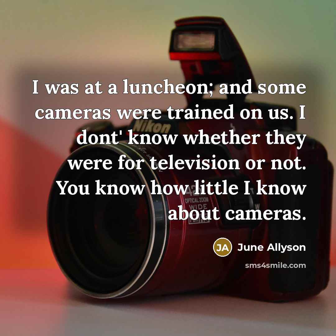 “I was at a luncheon; and some cameras were trained…” quote by June Allyson
