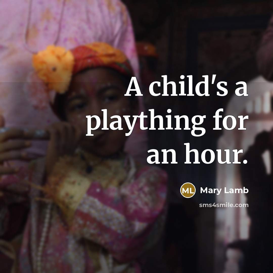 “A child's a plaything for an hour.” quote by Mary Lamb