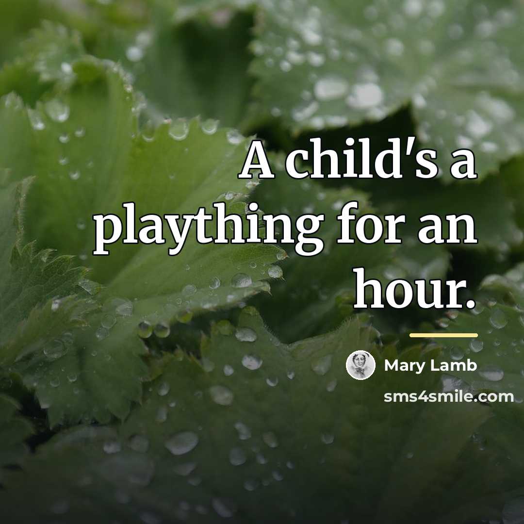 “A child's a plaything for an hour.…” quote by Mary Lamb