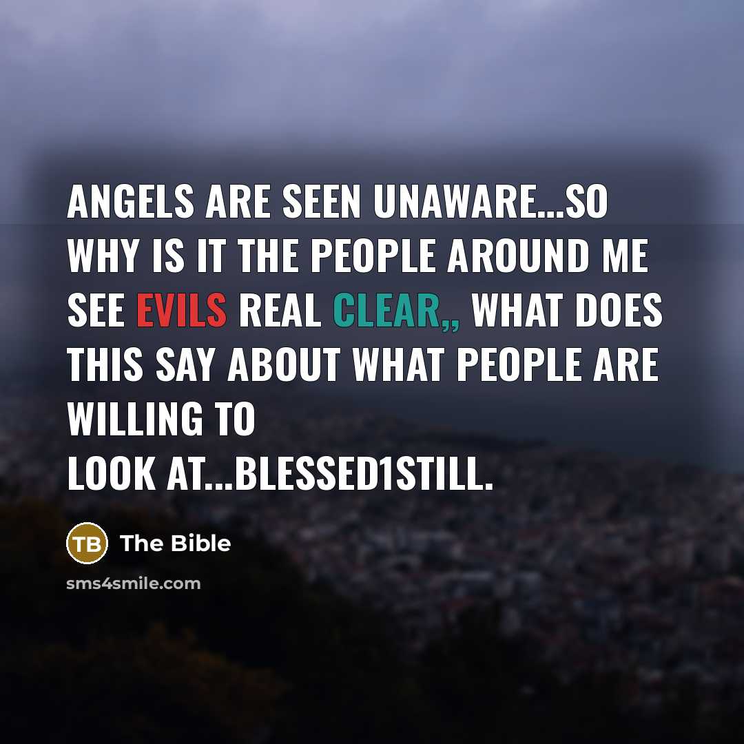 “Angels are seen unaware…so why is it the people around me see evils real clear,, what does this say about what people are willing to look at...blessed1still.” quote by The Bible