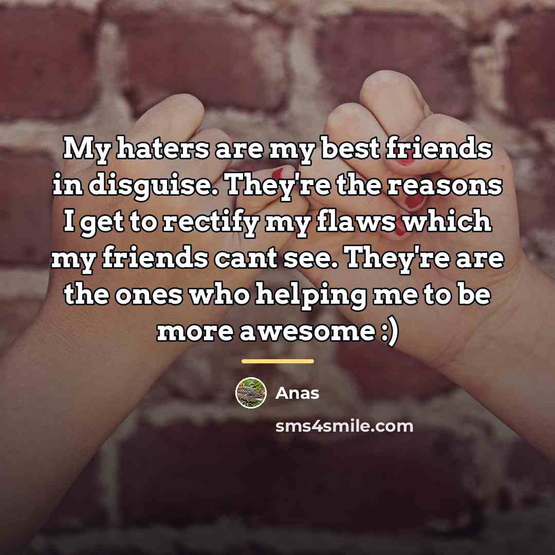 “My haters are my best friends in disguise. They're the…” quote by Anas