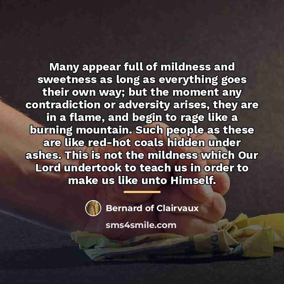 “Many appear full of mildness and sweetness as long as…” quote by Bernard of Clairvaux