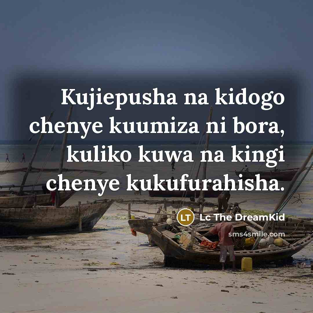 “Kujiepusha na kidogo chenye kuumiza ni bora, kuliko kuwa na…” quote by Lc The DreamKid