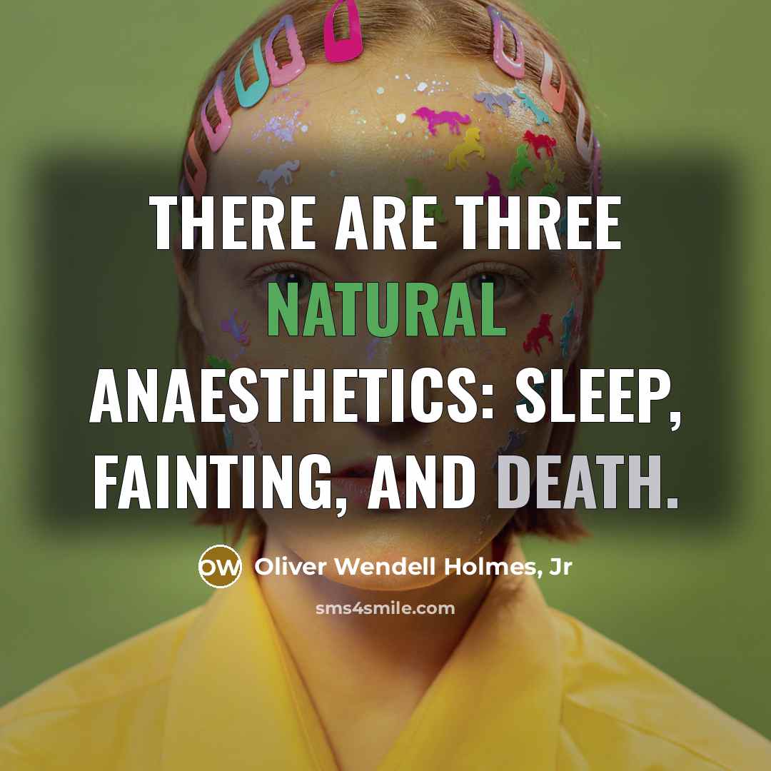 “There are three natural anaesthetics: Sleep, fainting, and death.…” quote by Oliver Wendell Holmes, Jr