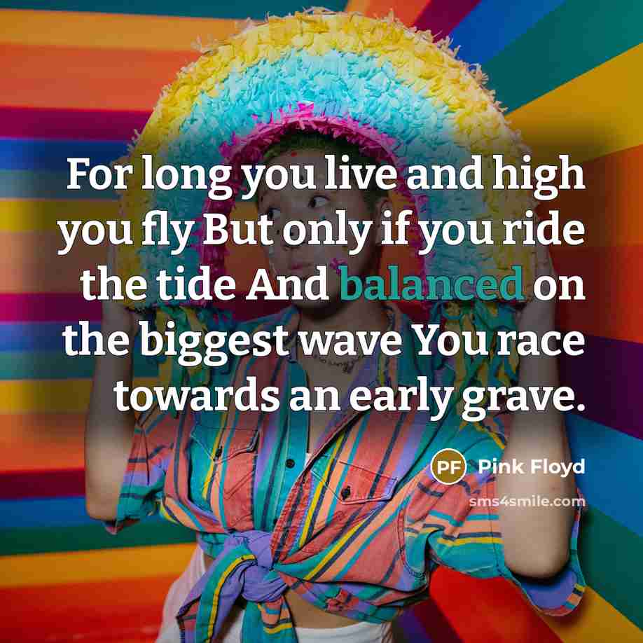 “For long you live and high you fly But only…” quote by Pink Floyd