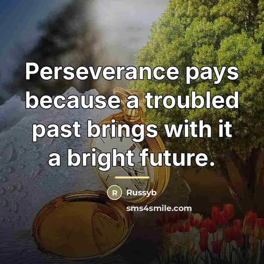 “Perseverance pays because a troubled past brings with it a…” quote by Russyb