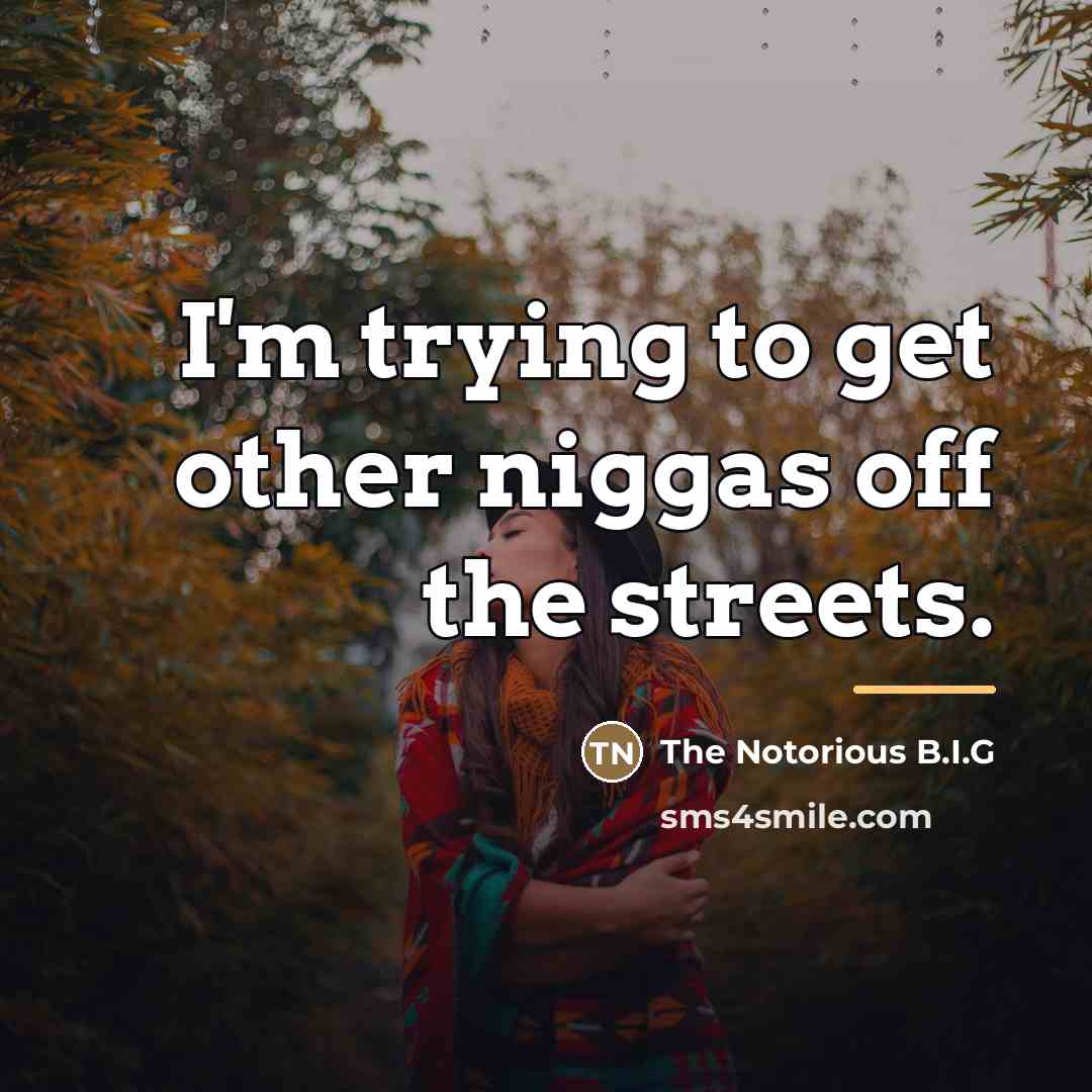 “I'm trying to get other niggas off the streets.…” quote by The Notorious B.I.G