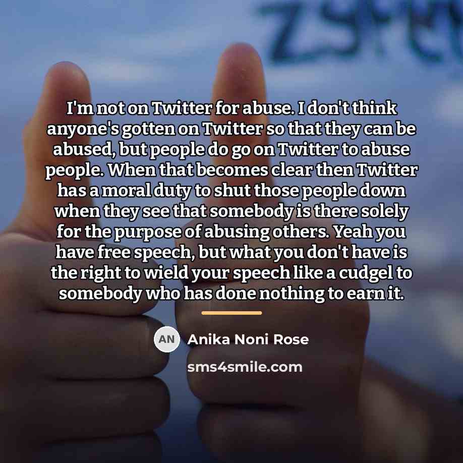“I'm not on Twitter for abuse. I don't think anyone's…” quote by Anika Noni Rose