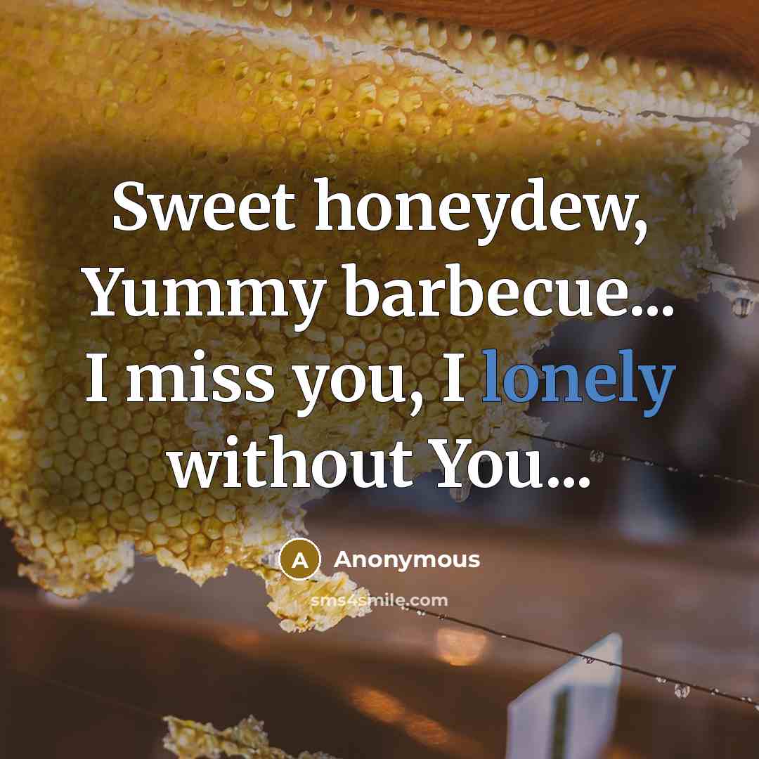 “Sweet honeydew, Yummy barbecue... I miss you, I lonely without You...” quote by Anonymous