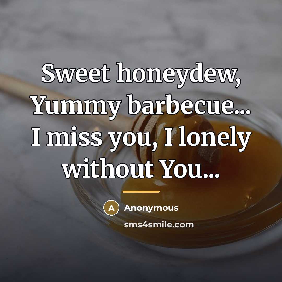 “Sweet honeydew, Yummy barbecue... I miss you, I lonely without…” quote by Anonymous