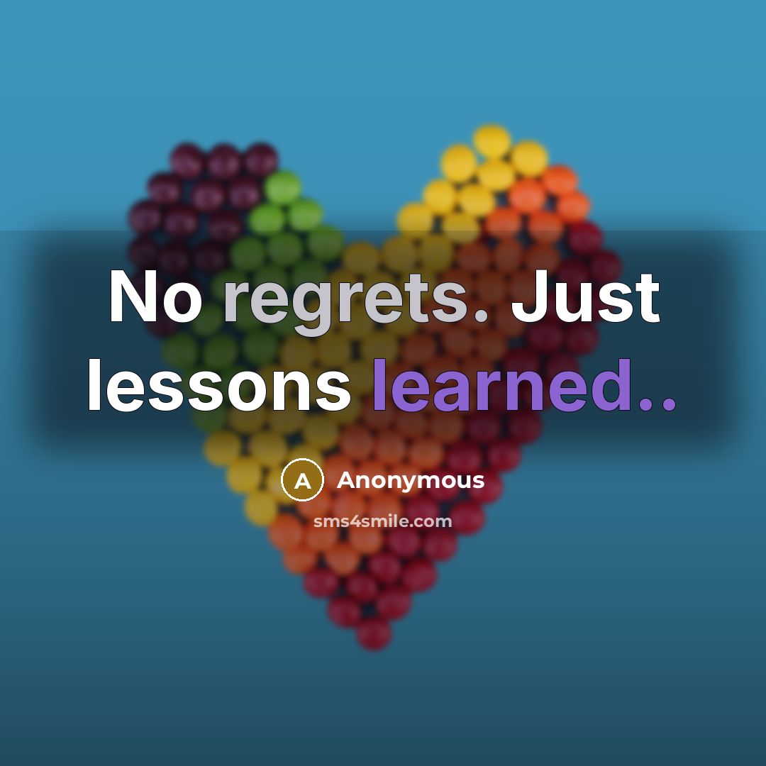 “No regrets. Just lessons learned..” quote by Anonymous