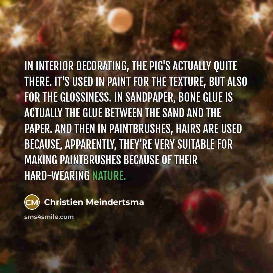 “In interior decorating, the pig's actually quite there. It's used…” quote by Christien Meindertsma