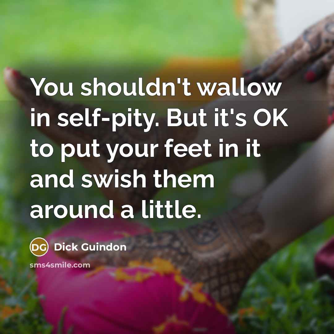 “You shouldn't wallow in self-pity. But it's OK to put…” quote by Dick Guindon