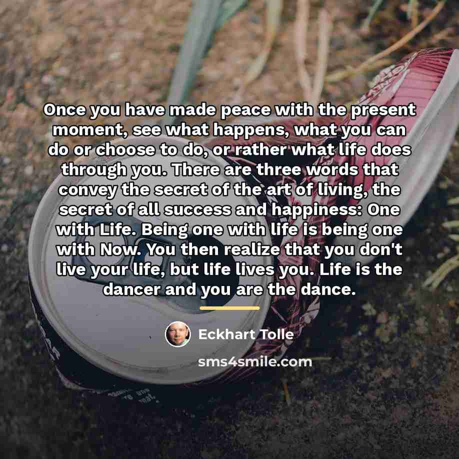 “Once you have made peace with the present moment, see…” quote by Eckhart Tolle