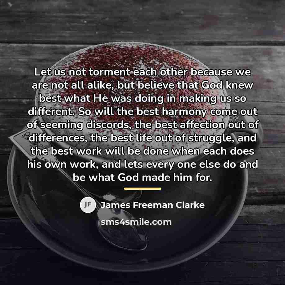 “Let us not torment each other because we are not…” quote by James Freeman Clarke