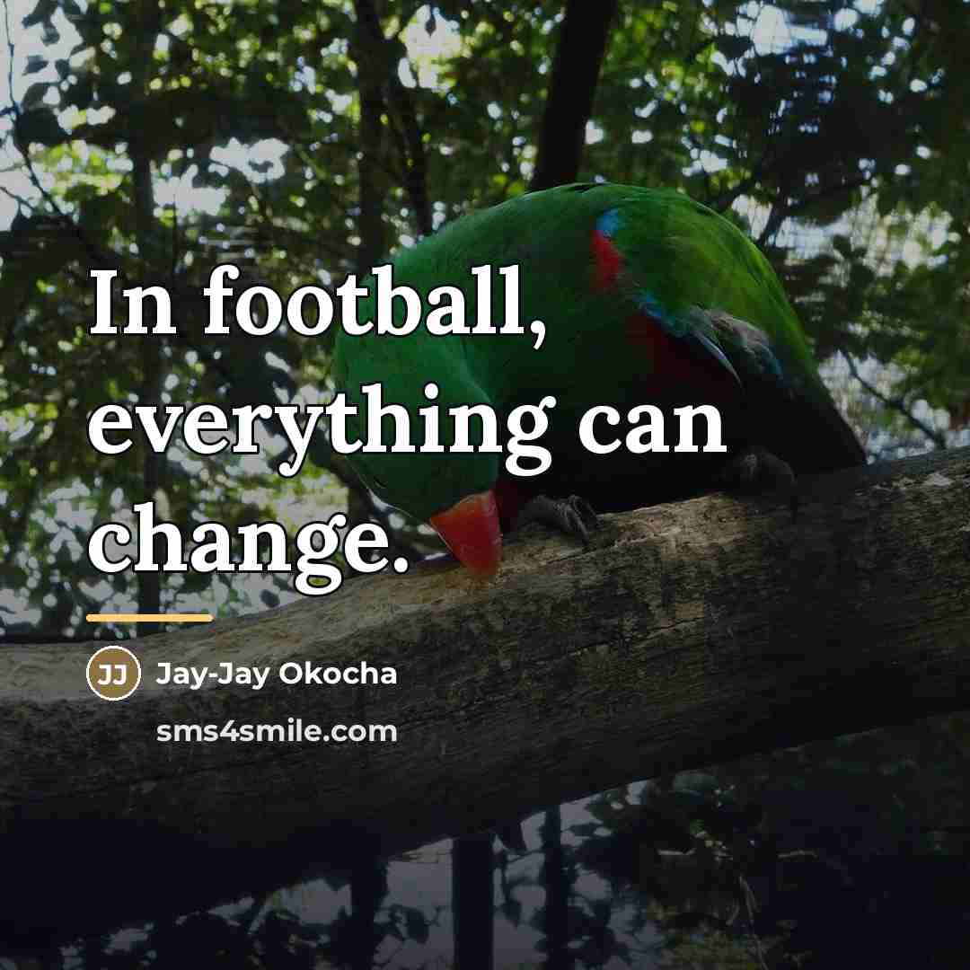 “In football, everything can change.…” quote by Jay-Jay Okocha