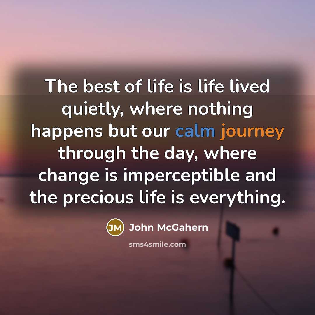 “The best of life is life lived quietly, where nothing…” quote by John McGahern
