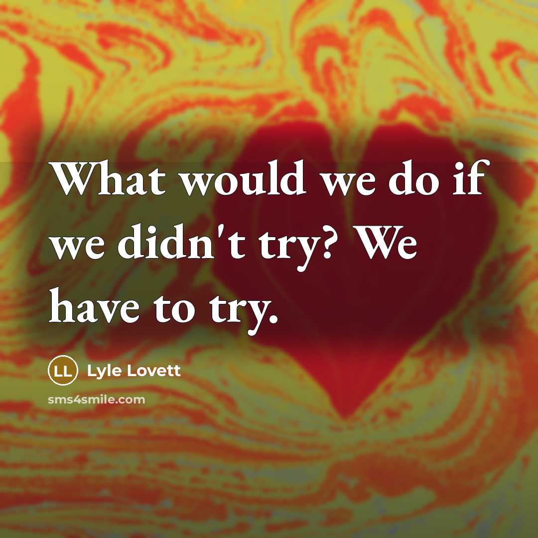 “What would we do if we didn't try? We have…” quote by Lyle Lovett