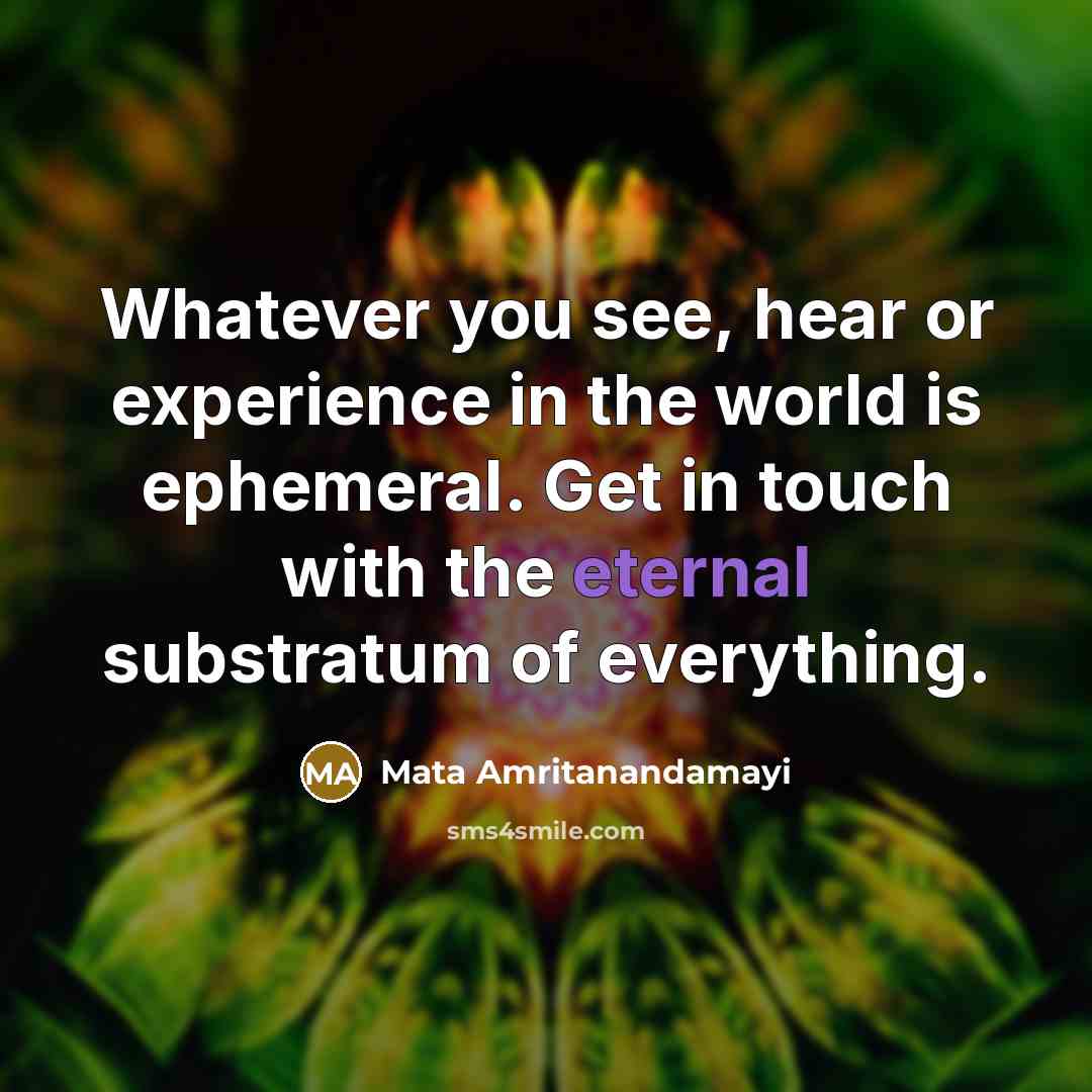 “Whatever you see, hear or experience in the world is…” quote by Mata Amritanandamayi