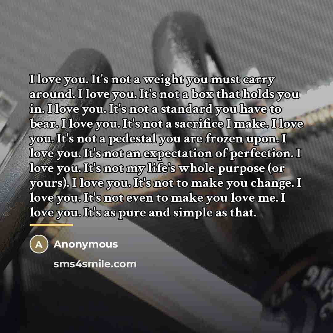 “I love you. It's not a weight you must carry…” quote by Anonymous