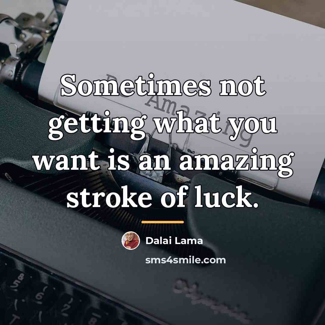 “Sometimes not getting what you want is an amazing stroke…” quote by Dalai Lama