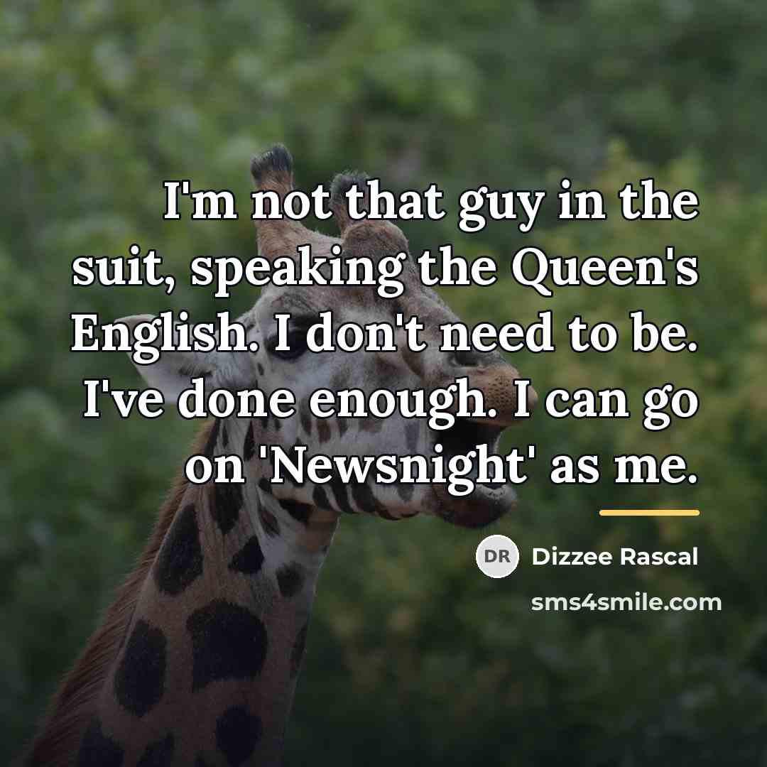 “I'm not that guy in the suit, speaking the Queen's…” quote by Dizzee Rascal