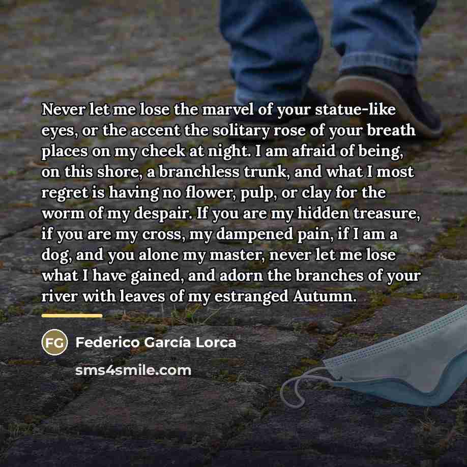 “Never let me lose the marvel of your statue-like eyes,…” quote by Federico Garcia Lorca