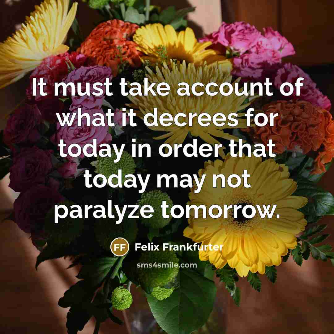 “It must take account of what it decrees for today…” quote by Felix Frankfurter