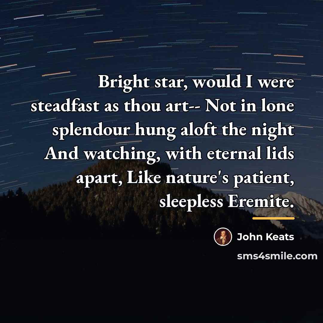 “Bright star, would I were steadfast as thou art-- Not…” quote by John Keats