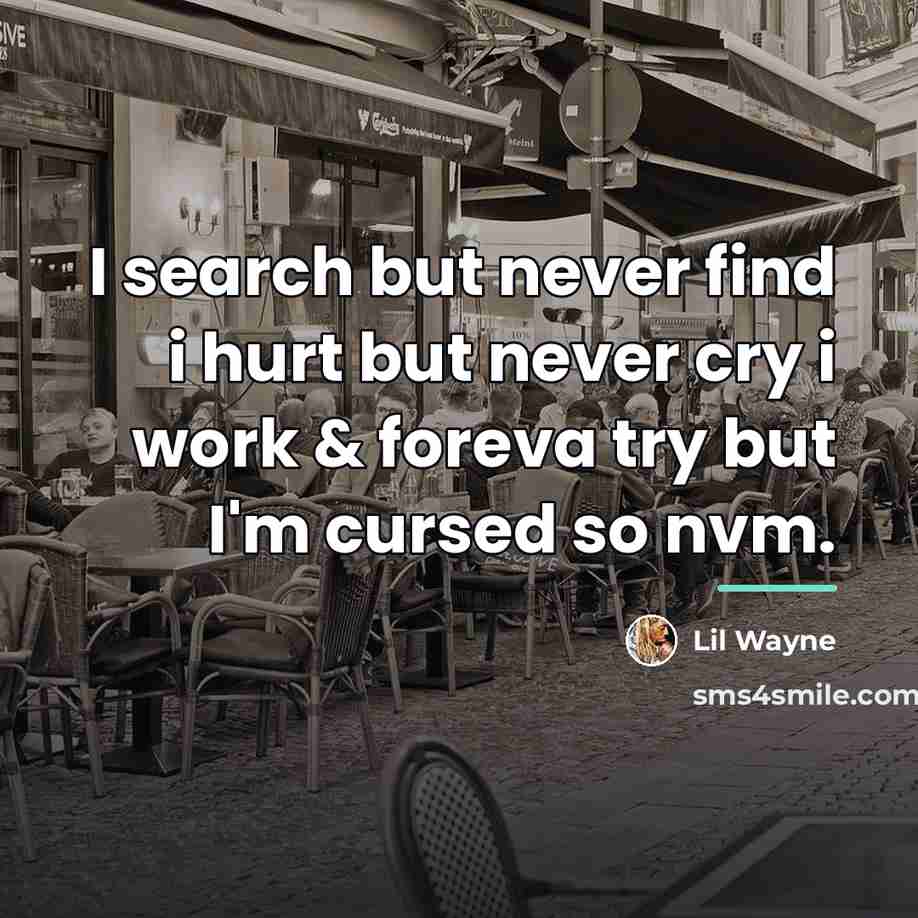 “I search but never find i hurt but never cry…” quote by Lil Wayne