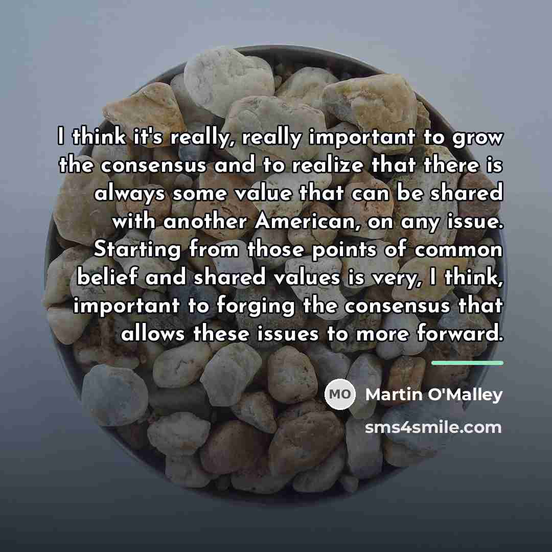 “I think it's really, really important to grow the consensus…” quote by Martin O'Malley