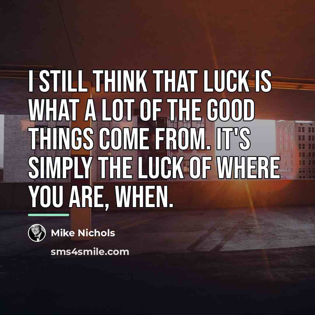 “I still think that luck is what a lot of…” quote by Mike Nichols