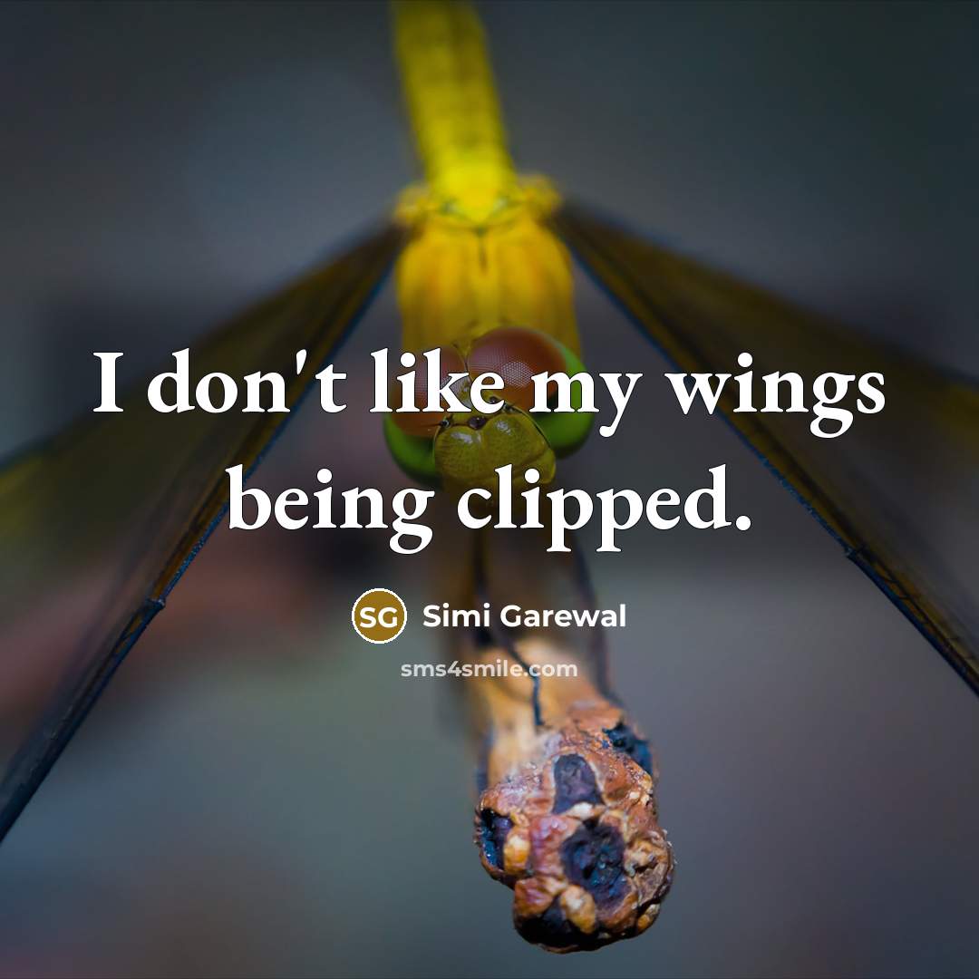 “I don't like my wings being clipped.…” quote by Simi Garewal